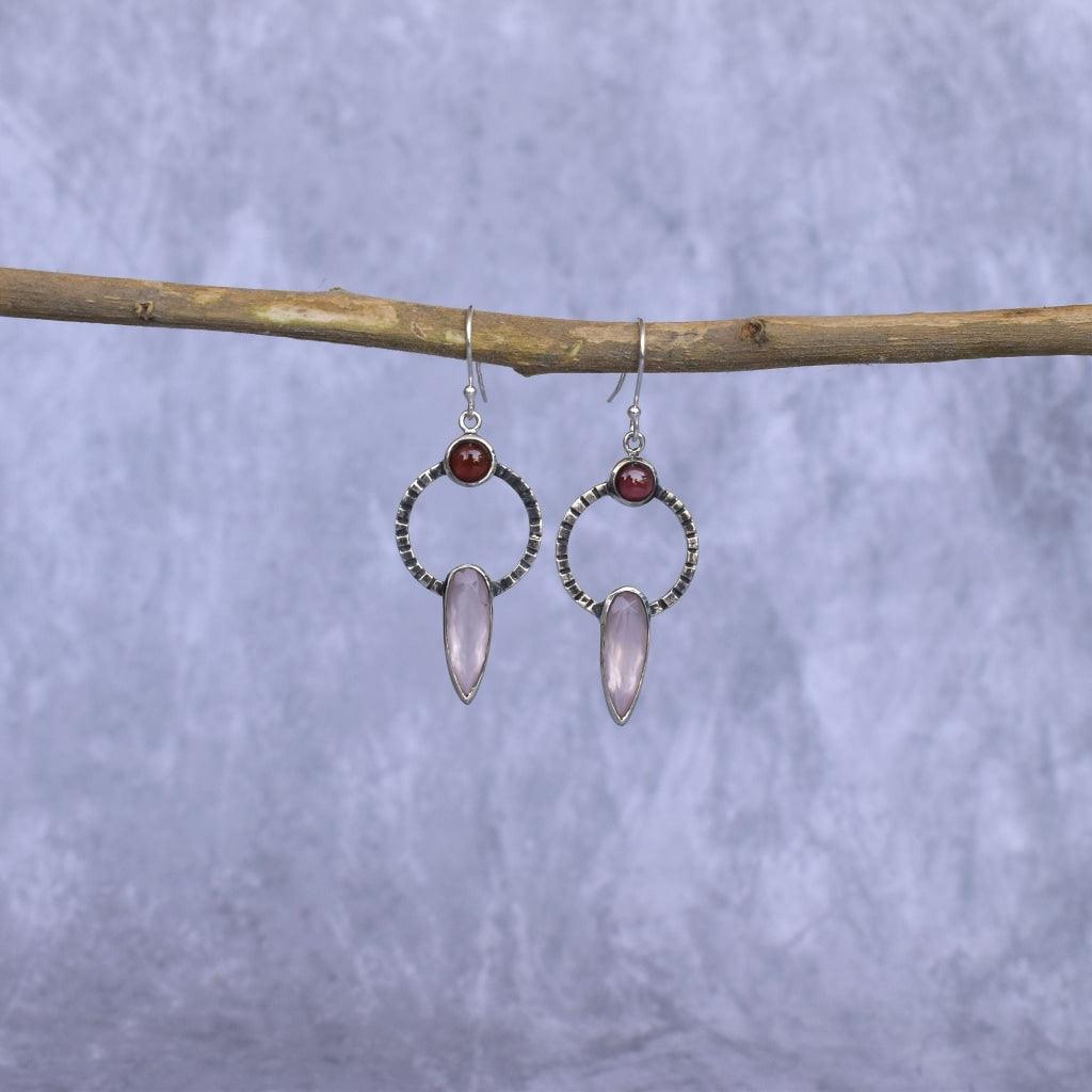 Rose Quartz Tribal Silver Earring – SILBERUH